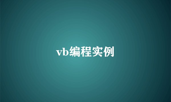 vb编程实例