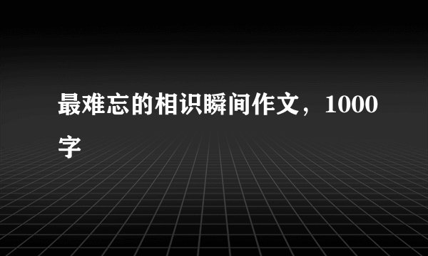 最难忘的相识瞬间作文,1000字