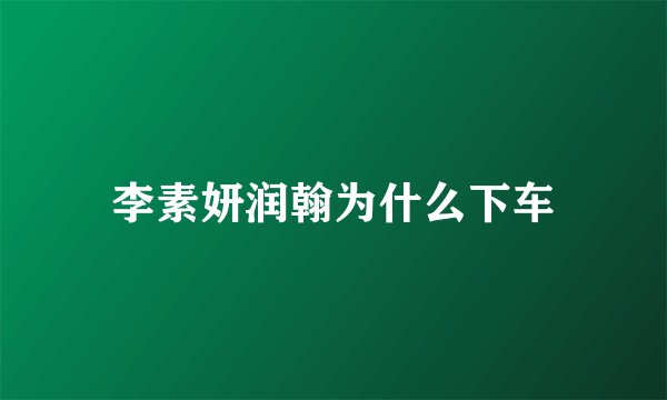 李素妍润翰为什么下车