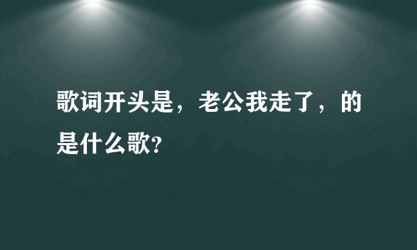歌词开头是，老公我走了，的是什么歌？