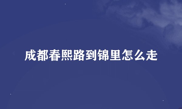 成都春熙路到锦里怎么走