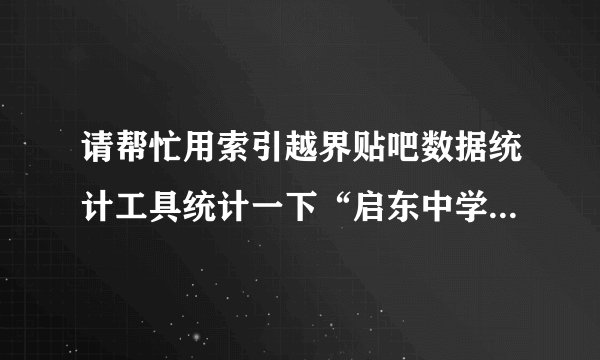 请帮忙用索引越界贴吧数据统计工具统计一下“启东中学”吧的最有影响力的100名吧友！