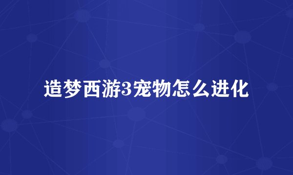 造梦西游3宠物怎么进化