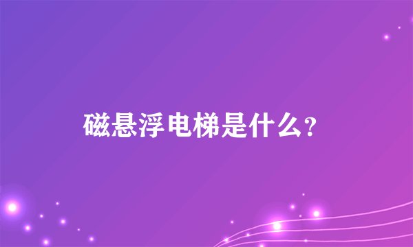 磁悬浮电梯是什么？