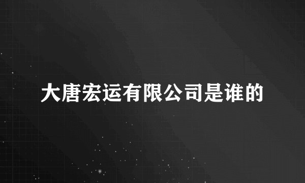 大唐宏运有限公司是谁的