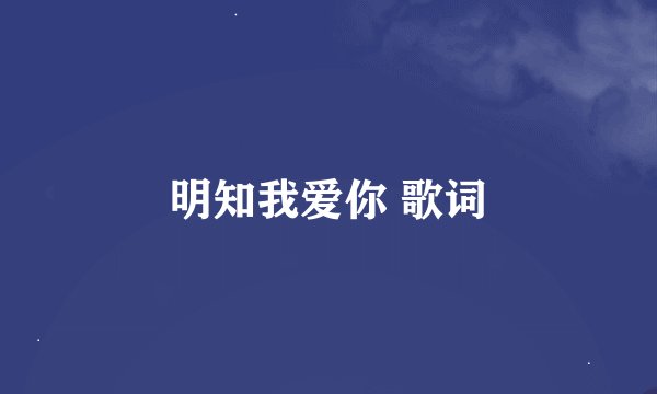 明知我爱你 歌词