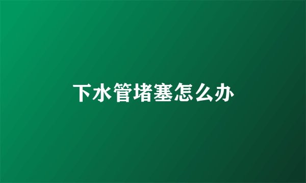 下水管堵塞怎么办