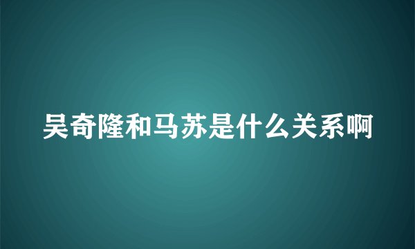 吴奇隆和马苏是什么关系啊