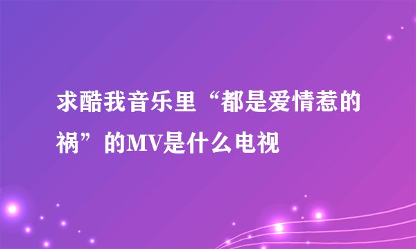 求酷我音乐里“都是爱情惹的祸”的MV是什么电视