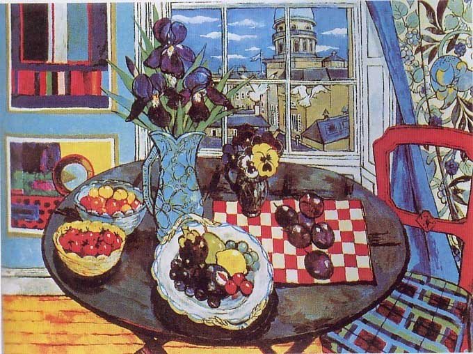 急求江苏省初一上册美术课本中，有一幅《窗边的餐桌》是当代画家希拉·芬尼利的作品。