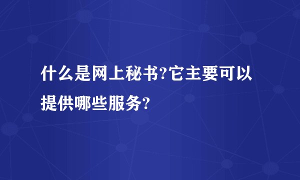 什么是网上秘书?它主要可以提供哪些服务?