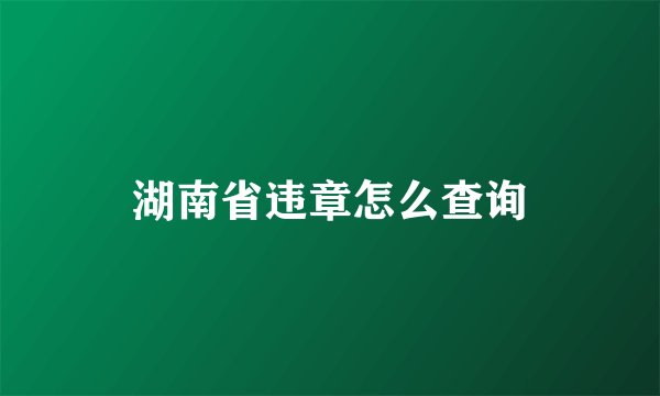 湖南省违章怎么查询
