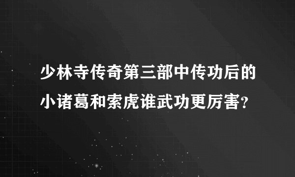 少林寺传奇第三部中传功后的小诸葛和索虎谁武功更厉害？