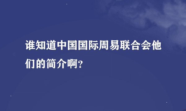 谁知道中国国际周易联合会他们的简介啊？