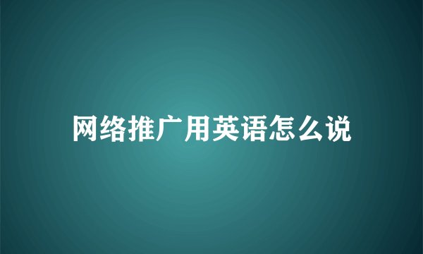 网络推广用英语怎么说