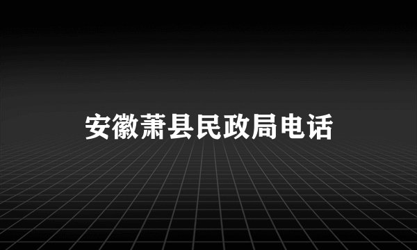 安徽萧县民政局电话