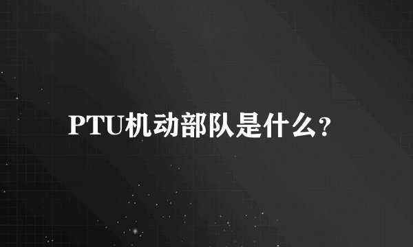 PTU机动部队是什么？