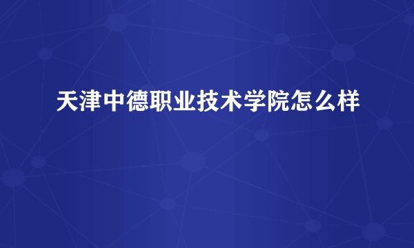 天津中德职业技术学院怎么样