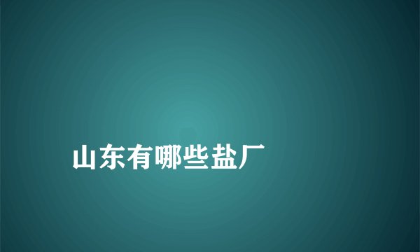 
山东有哪些盐厂

