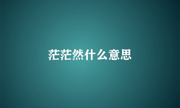 茫茫然什么意思