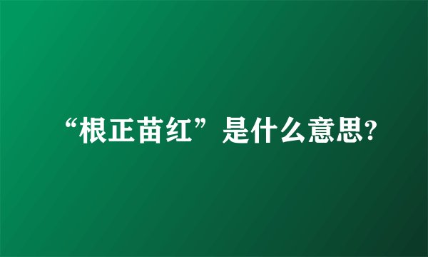“根正苗红”是什么意思?