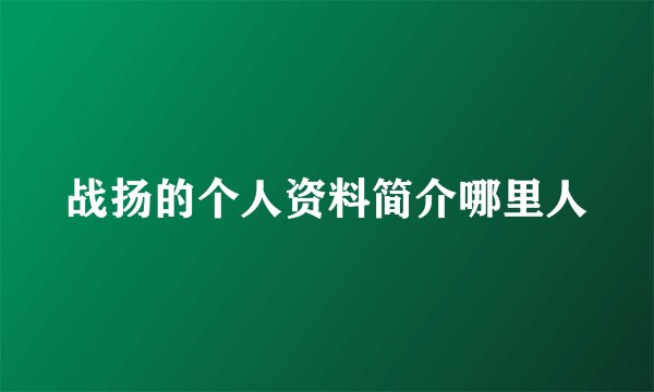 战扬的个人资料简介哪里人