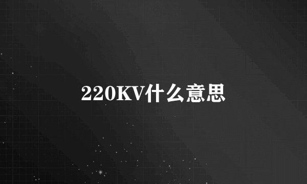 220KV什么意思