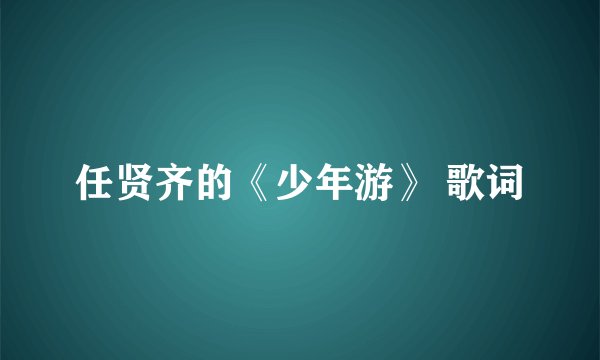 任贤齐的《少年游》 歌词