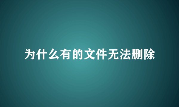 为什么有的文件无法删除