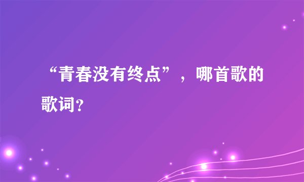 “青春没有终点”，哪首歌的歌词？