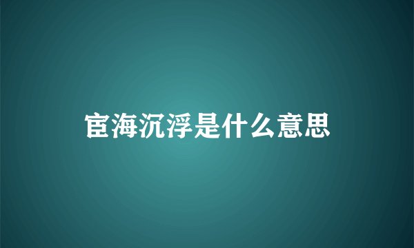 宦海沉浮是什么意思