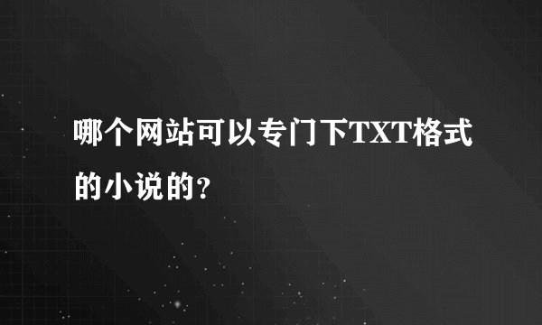 哪个网站可以专门下TXT格式的小说的？