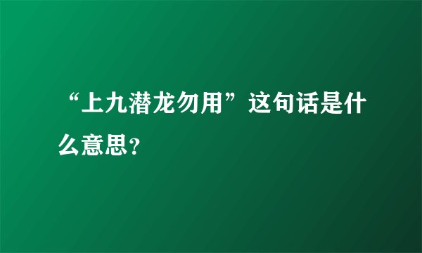 “上九潜龙勿用”这句话是什么意思？