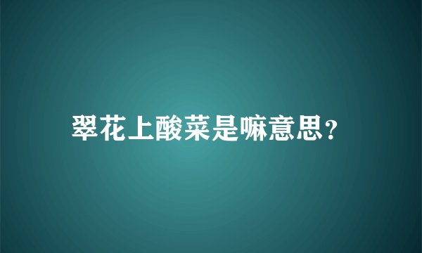 翠花上酸菜是嘛意思？