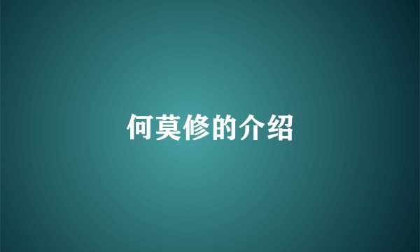 何莫修的介绍