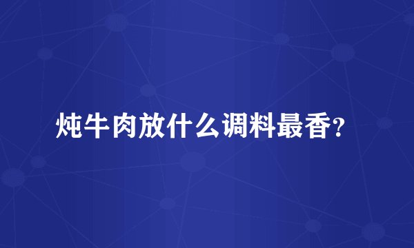 炖牛肉放什么调料最香？
