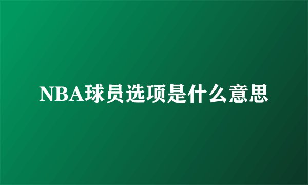 NBA球员选项是什么意思