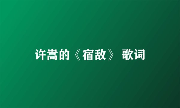 许嵩的《宿敌》 歌词