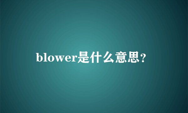 blower是什么意思？