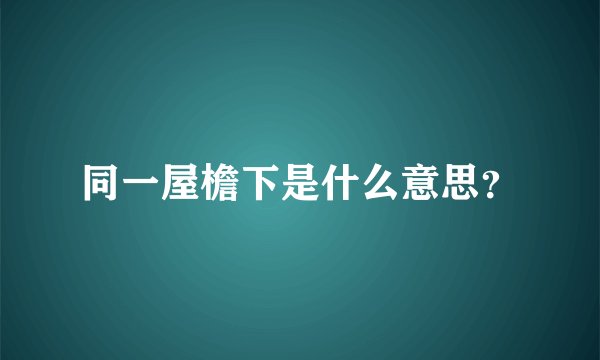 同一屋檐下是什么意思？