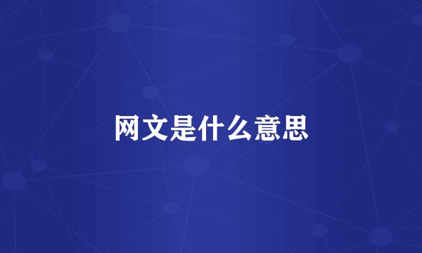 网文是什么意思
