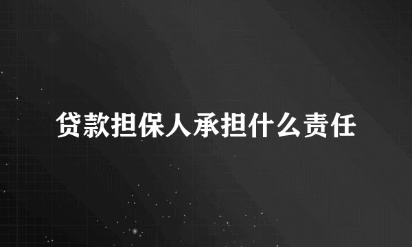 贷款担保人承担什么责任