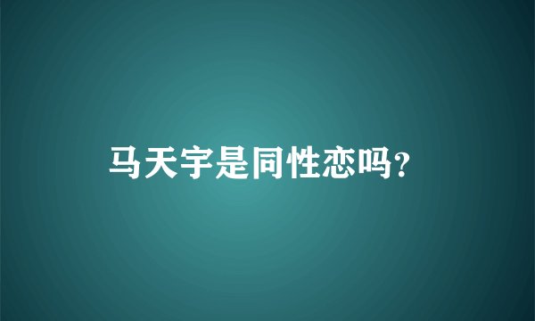 马天宇是同性恋吗？