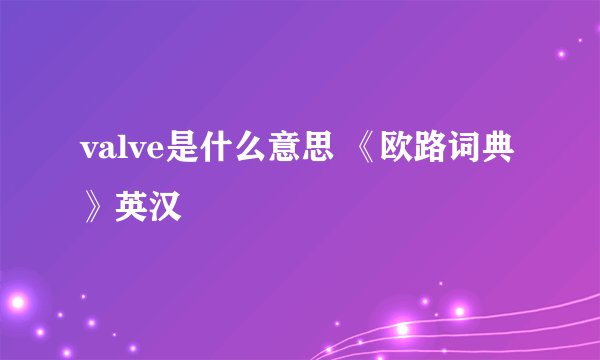 valve是什么意思 《欧路词典》英汉