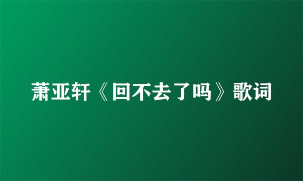 萧亚轩《回不去了吗》歌词