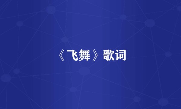 《飞舞》歌词