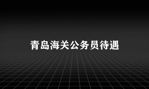青岛海关公务员待遇