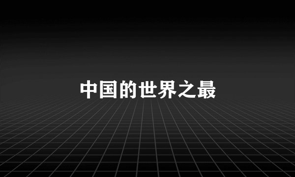 中国的世界之最