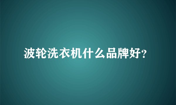 波轮洗衣机什么品牌好？