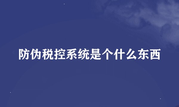 防伪税控系统是个什么东西